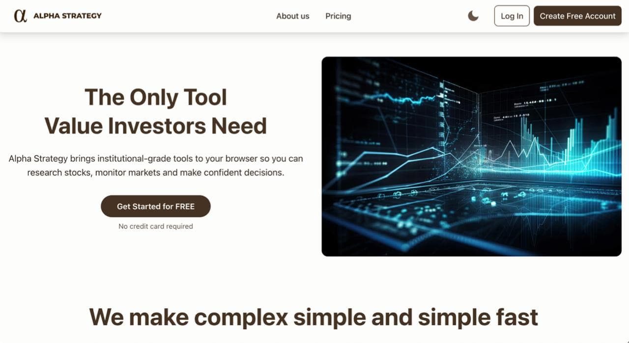 Alpha Strategy — Stock Analysis Web Platform presentation frame 1